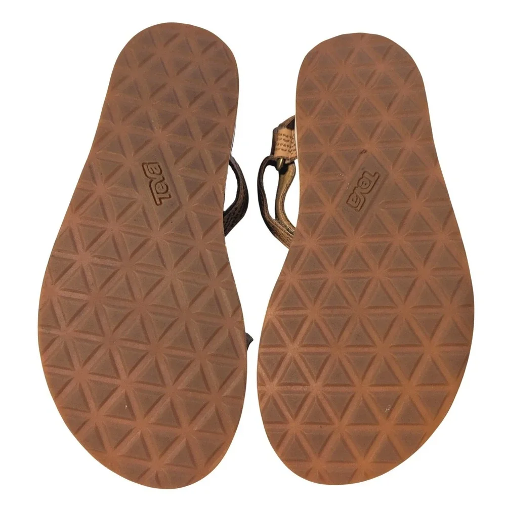 Teva Women's Size 8 Midform Universal Geometric Leather Platform Sandals Tan